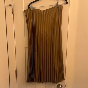 J. Crew Gold A-Line Pleated Skirt